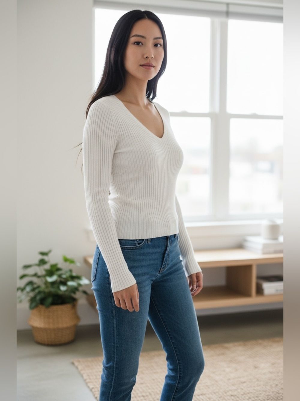 $215 The Kooples white V neck Knot sweater NWT LARGE